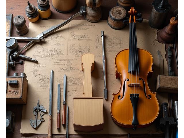 Luthier atölyesindeki aletler yakın çekim